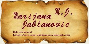 Marijana Jablanović vizit kartica